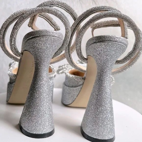 🌺MACH & MACH 🌺 Double Bow Platform Pump Silver Glitter Size: 38 - Picture 13 of 15